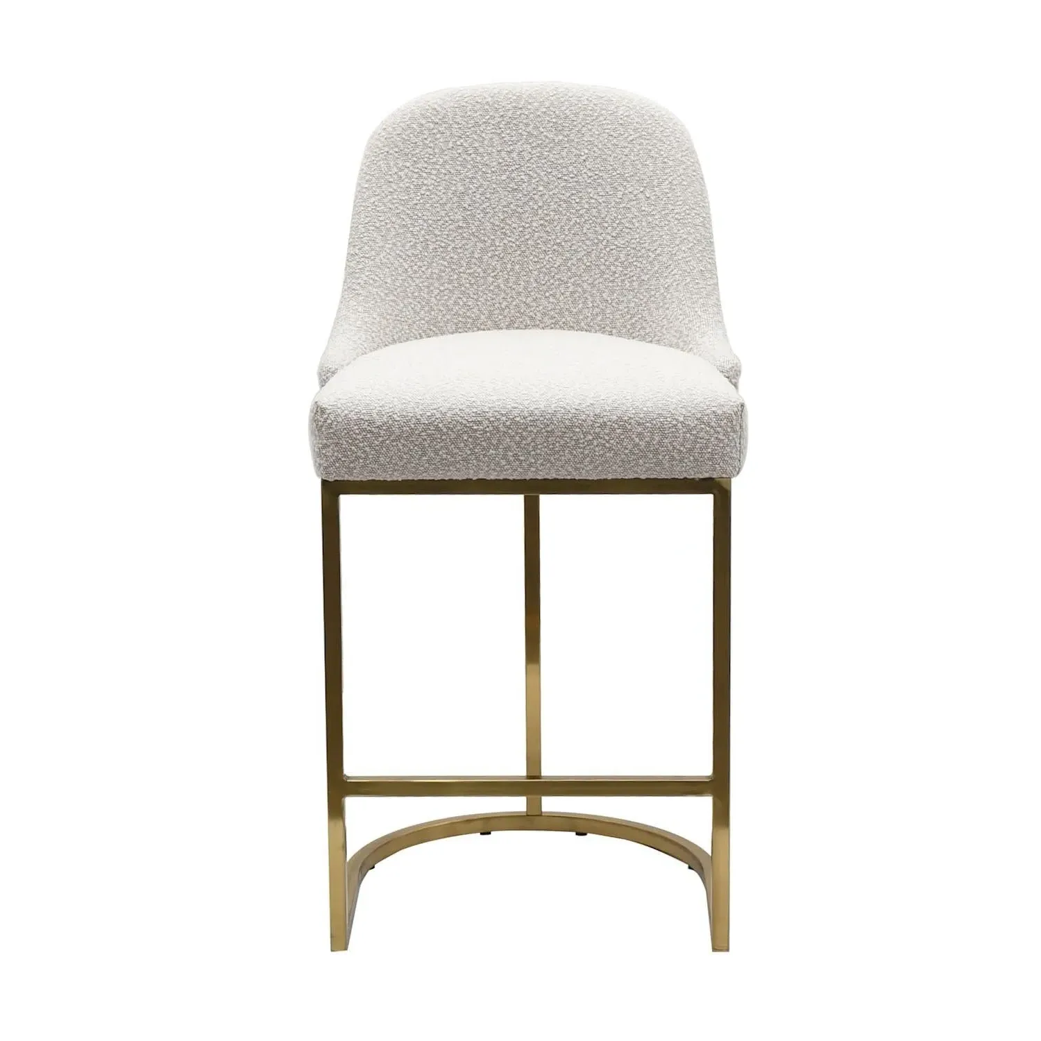 Set of 2 Kitchen Stools with Back - Beige, Boucle