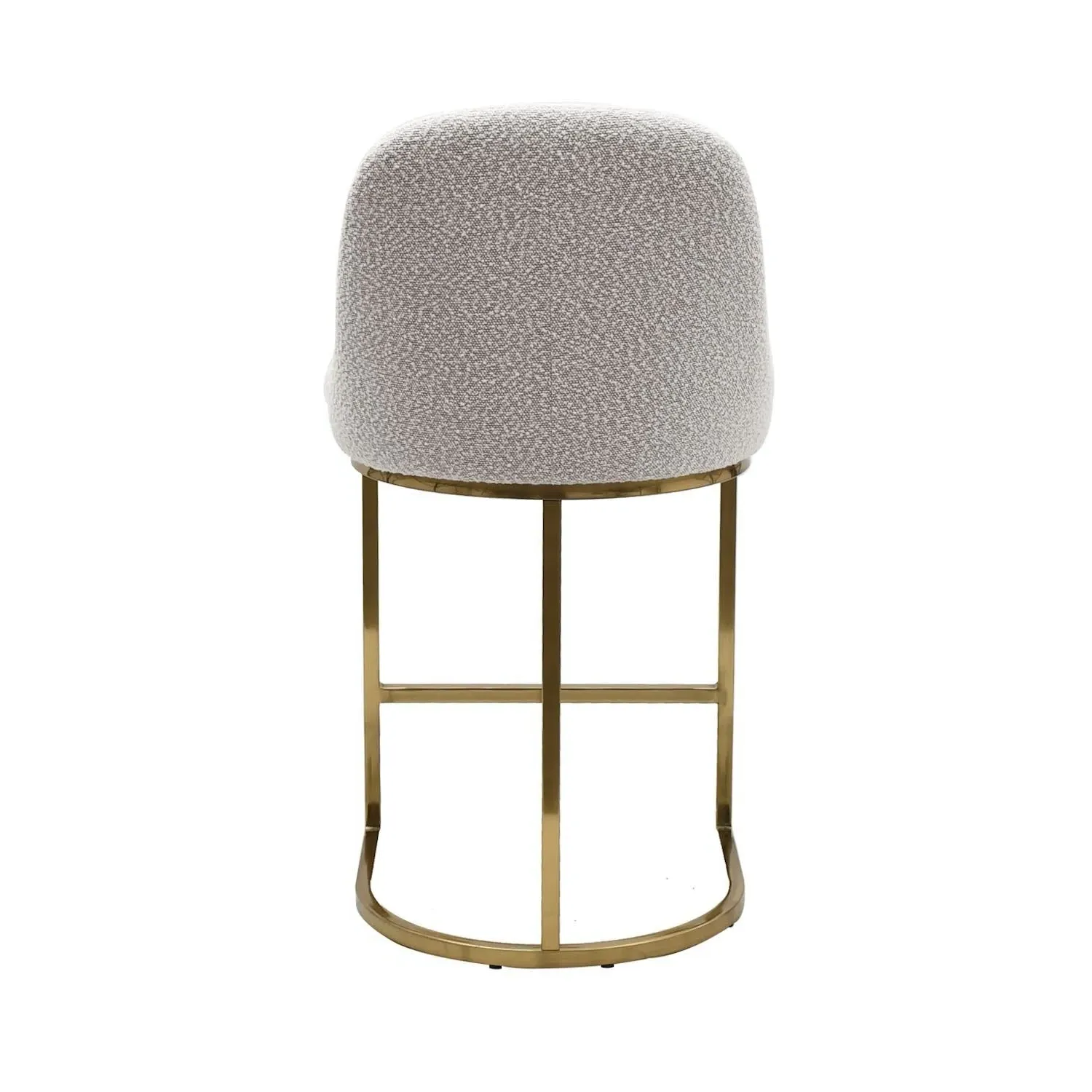 Set of 2 Kitchen Stools with Back - Beige, Boucle
