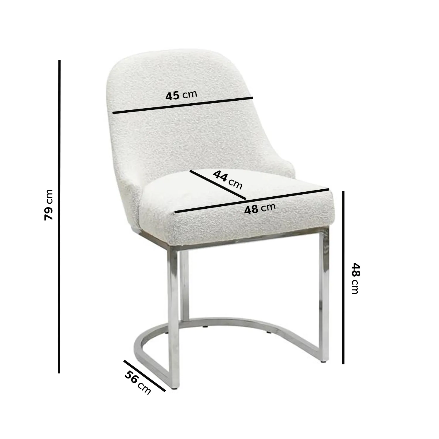 Set of 4 Dining Chairs - Beige, Boucle