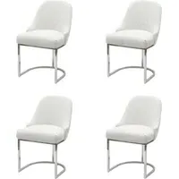 Set of 4 Dining Chairs - Beige, Boucle
