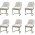 Set of 6 Dining Chairs - Beige, Boucle