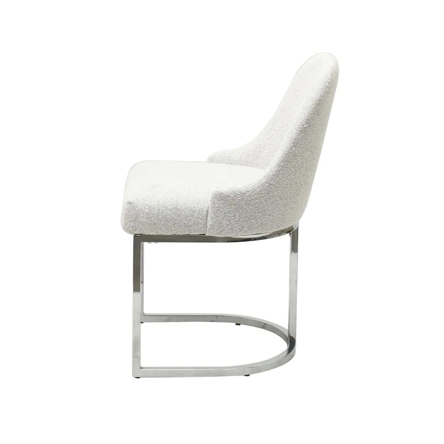 Set of 6 Dining Chairs - Beige, Boucle