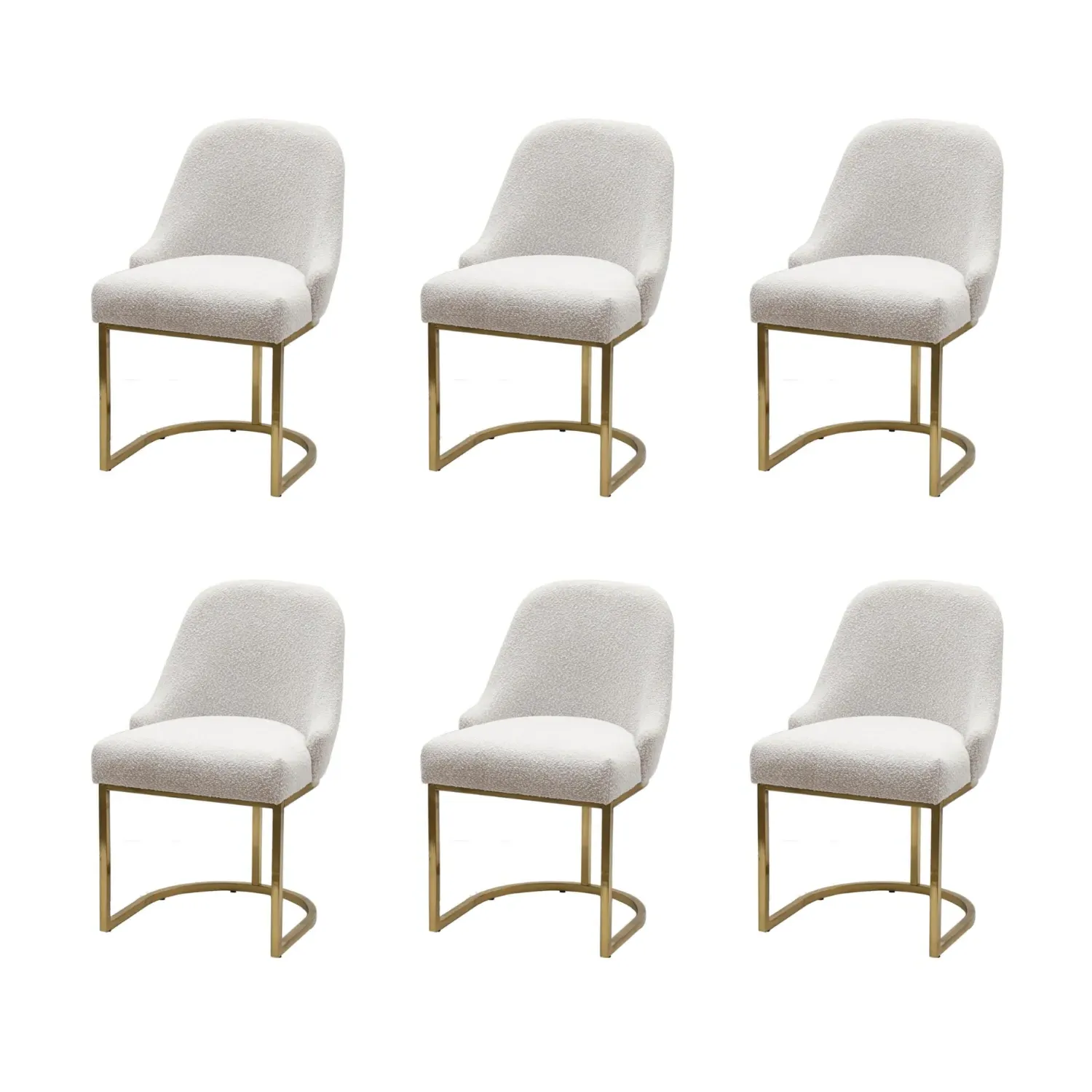 Set of 6 Dining Chairs - Beige, Boucle image