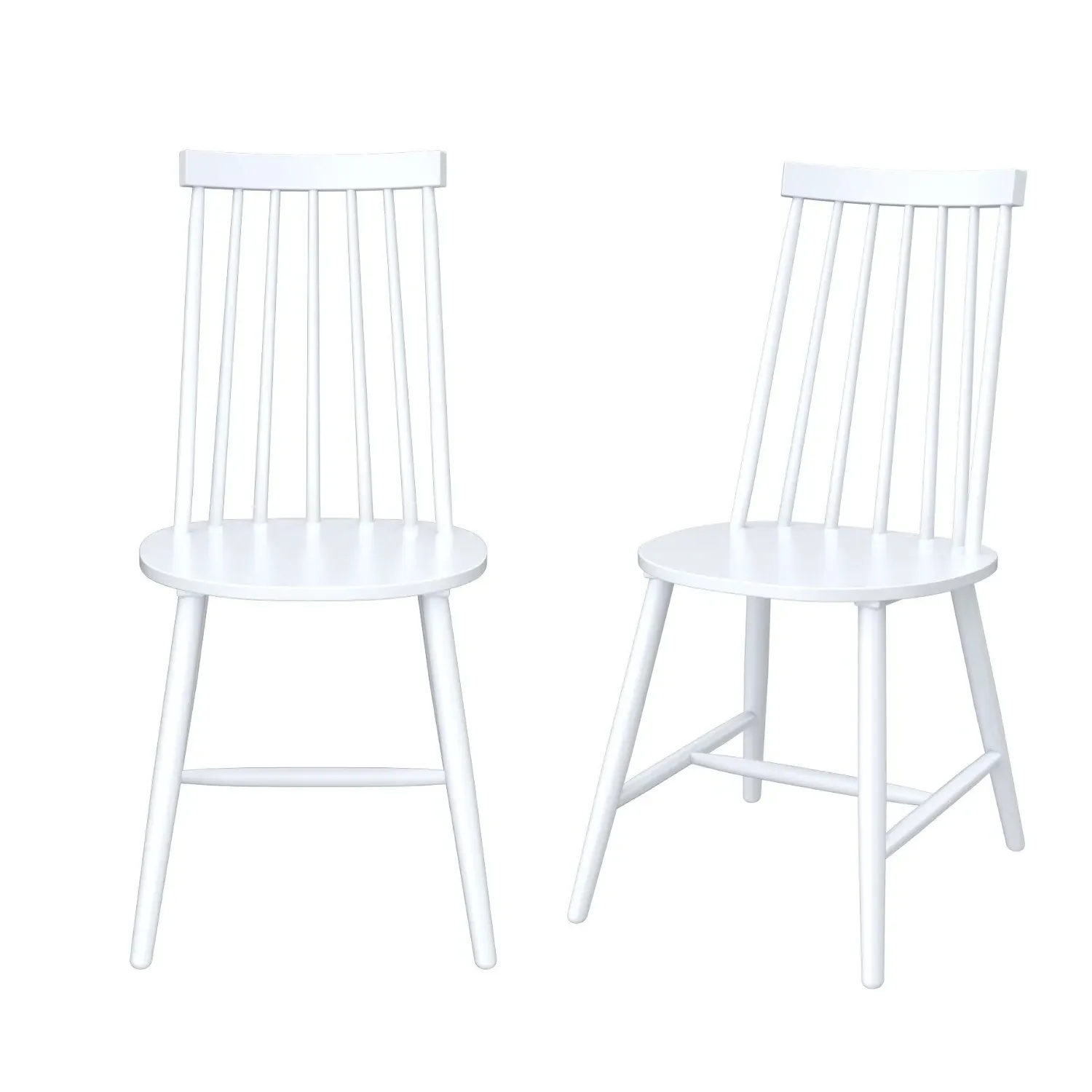 Set of 2 Spindle Back Dining Chairs - White, Wood