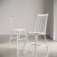 Set of 2 Spindle Back Dining Chairs - White, Wood