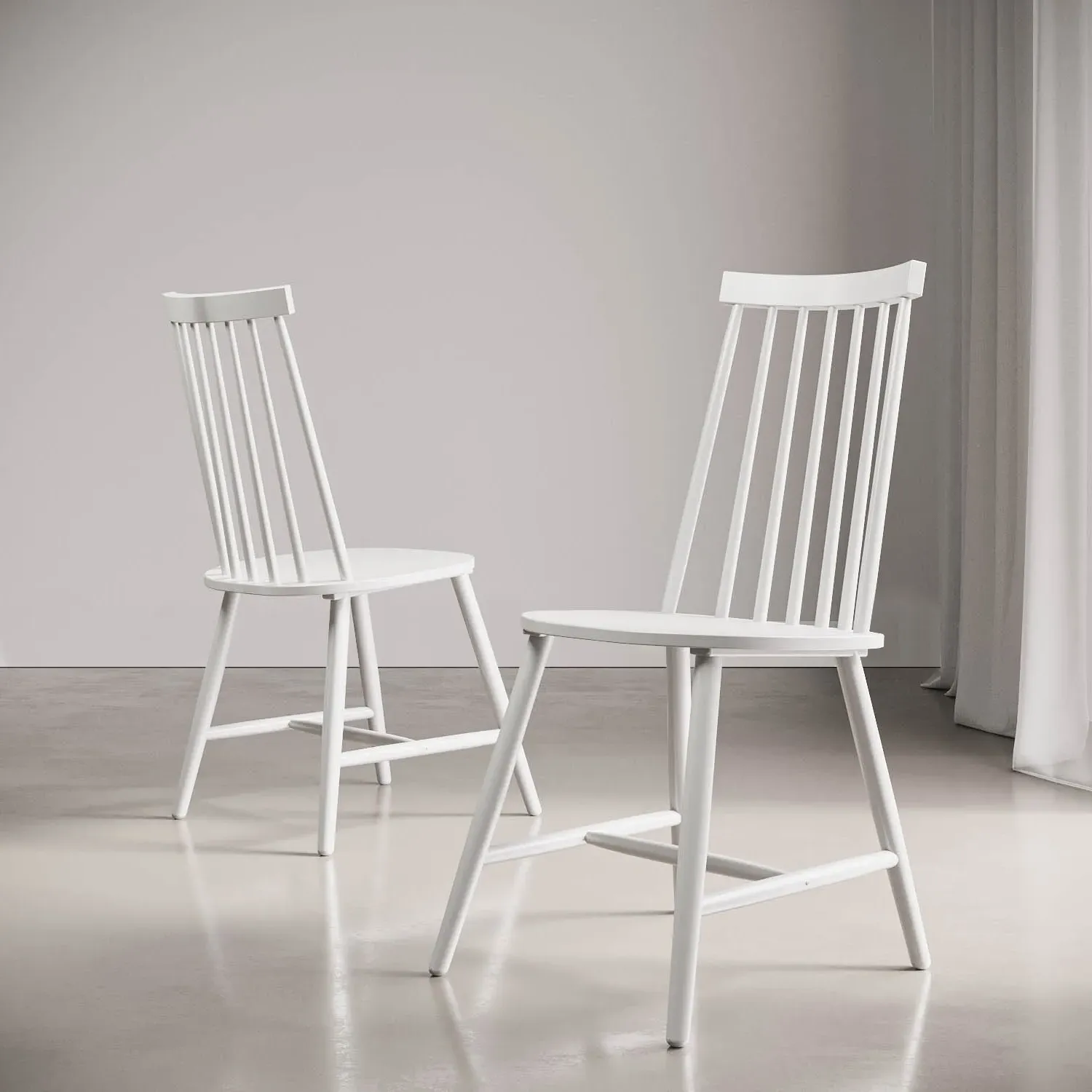 Set of 2 Spindle Back Dining Chairs - White, Wood image