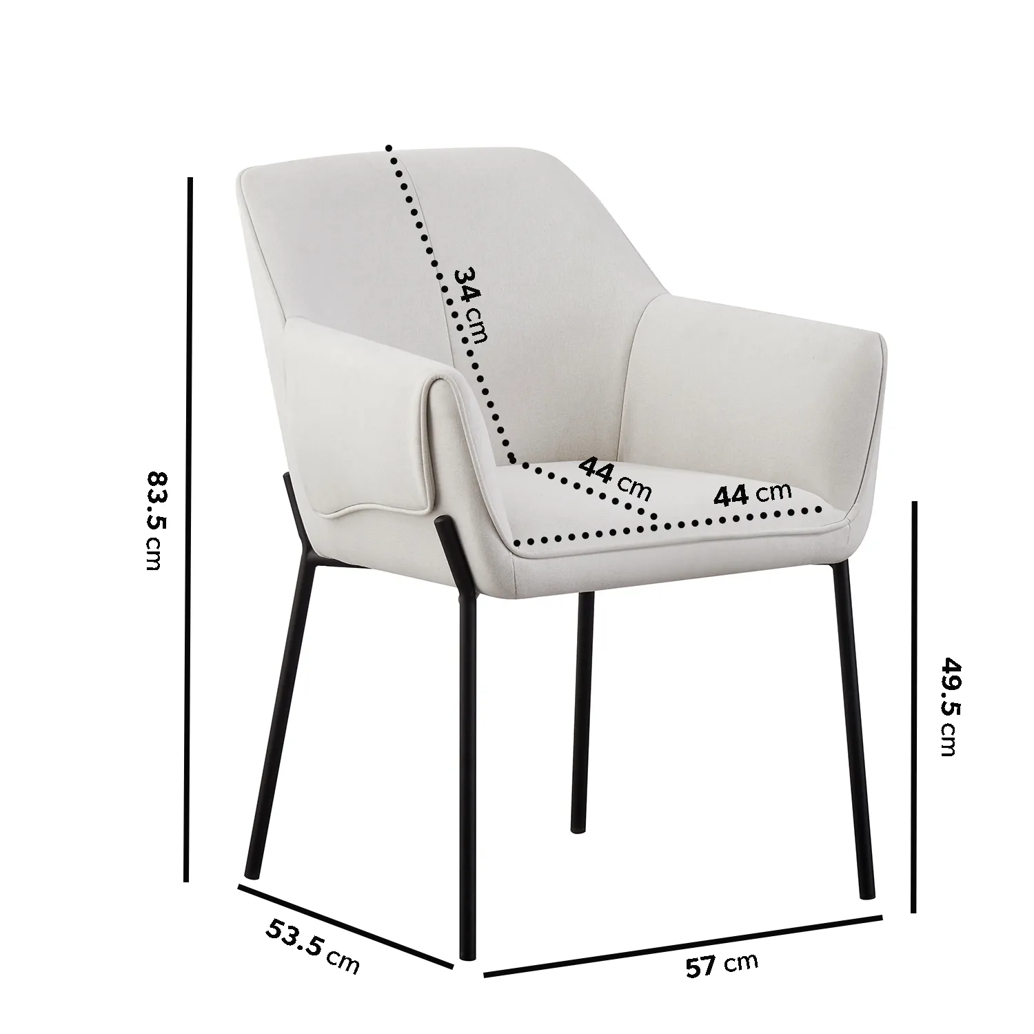 Extendable Dining Set with 6 Chairs - Cream, Ceramic