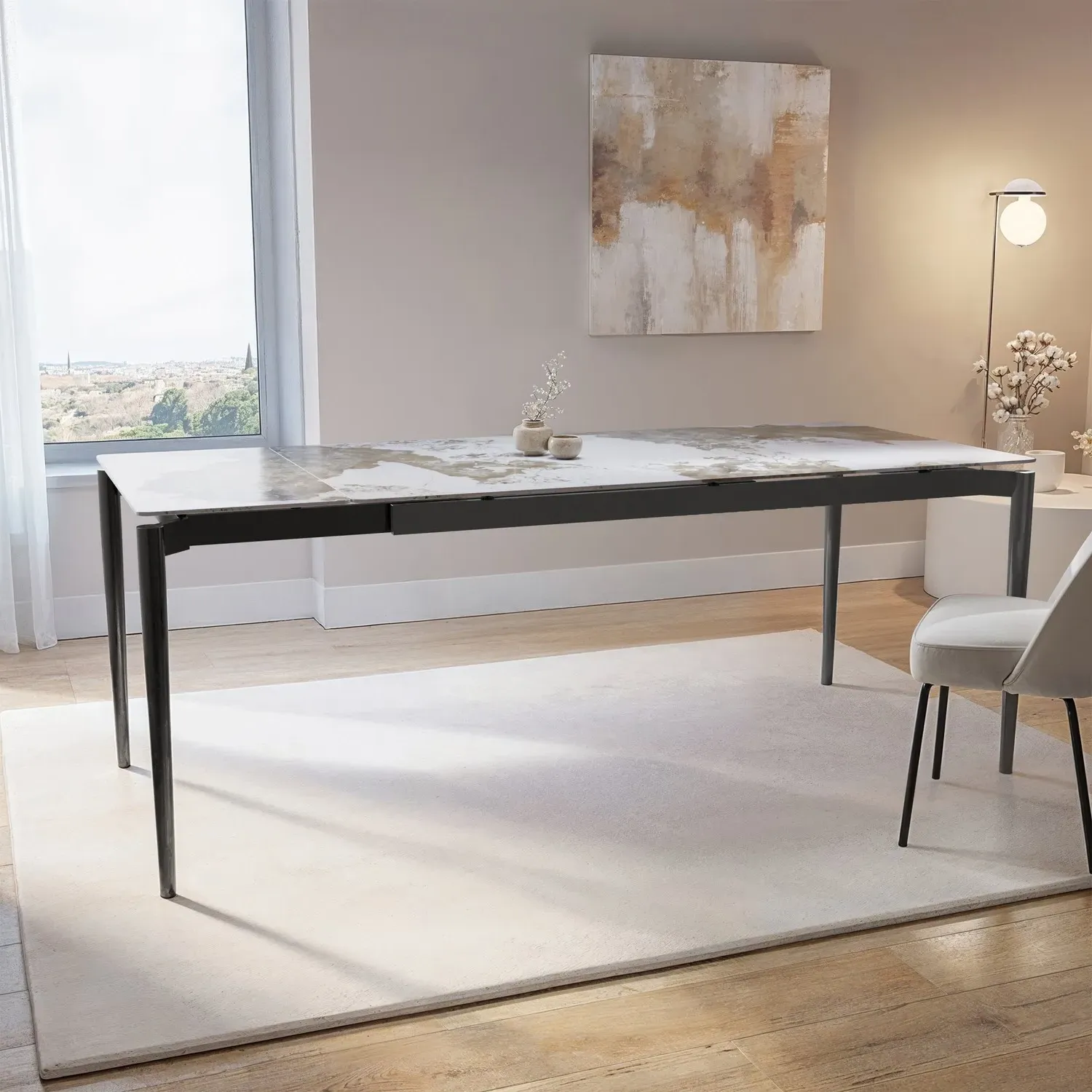 Extendable Dining Table - Black, Ceramic