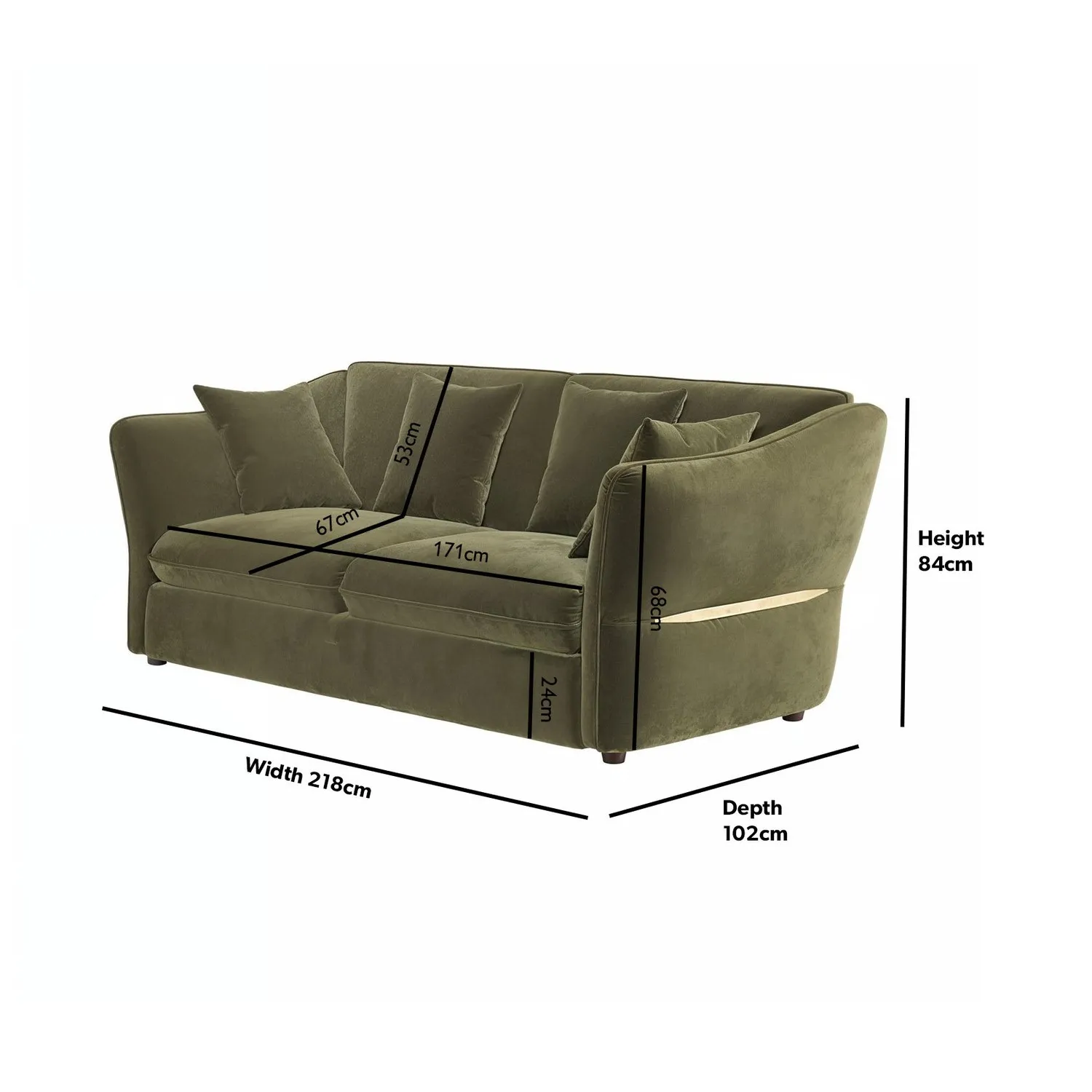 3-Seater Sofa Bed with Pull-Out - Green, Velvet