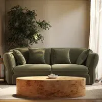 3-Seater Sofa Bed with Pull-Out - Green, Velvet