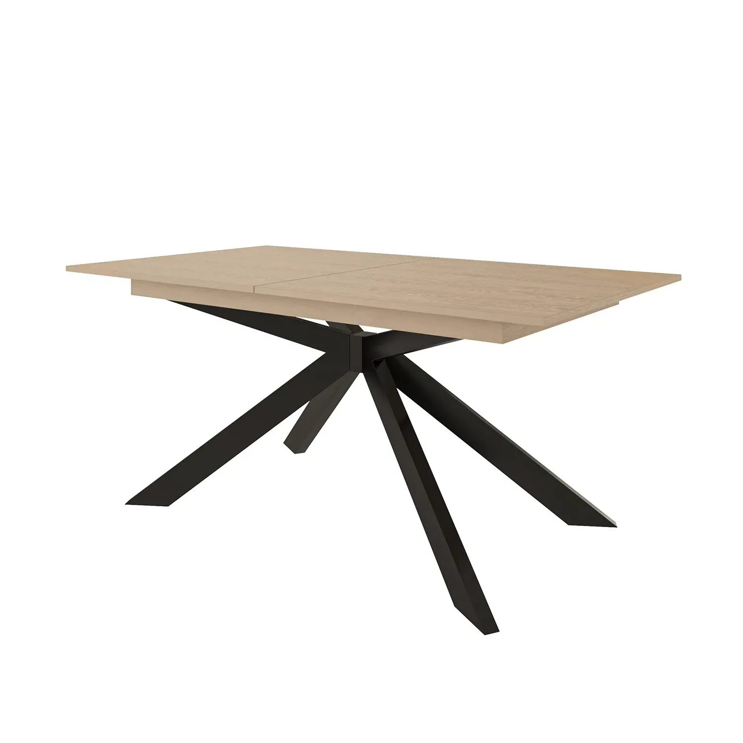 Extendable Dining Set with 6 Chairs - Oak, Metal