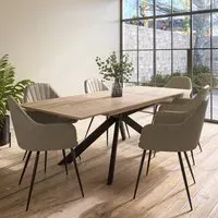 Extendable Dining Set with 6 Chairs - Oak, Metal