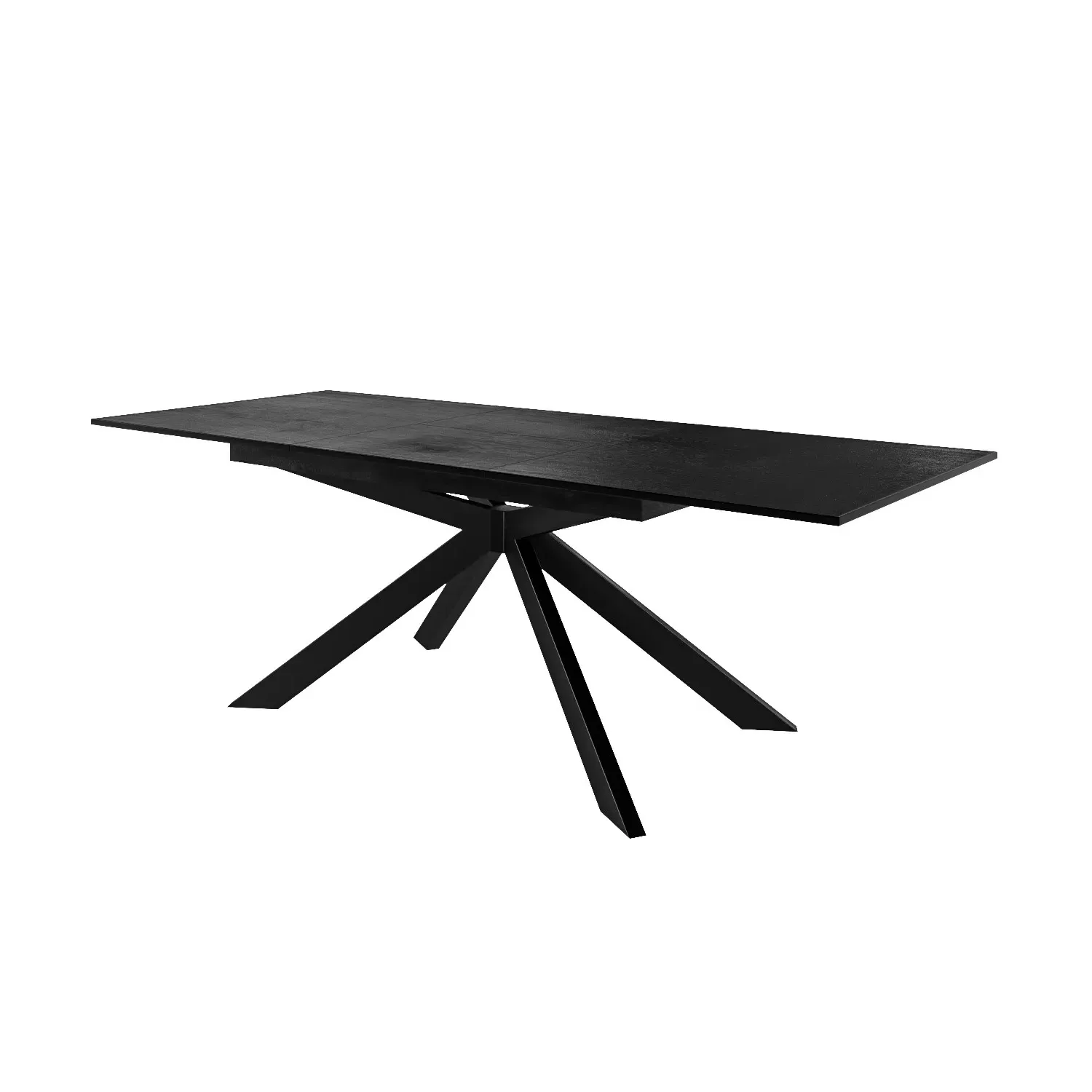 Extendable Dining Set with 6 Swivel Chairs - Black