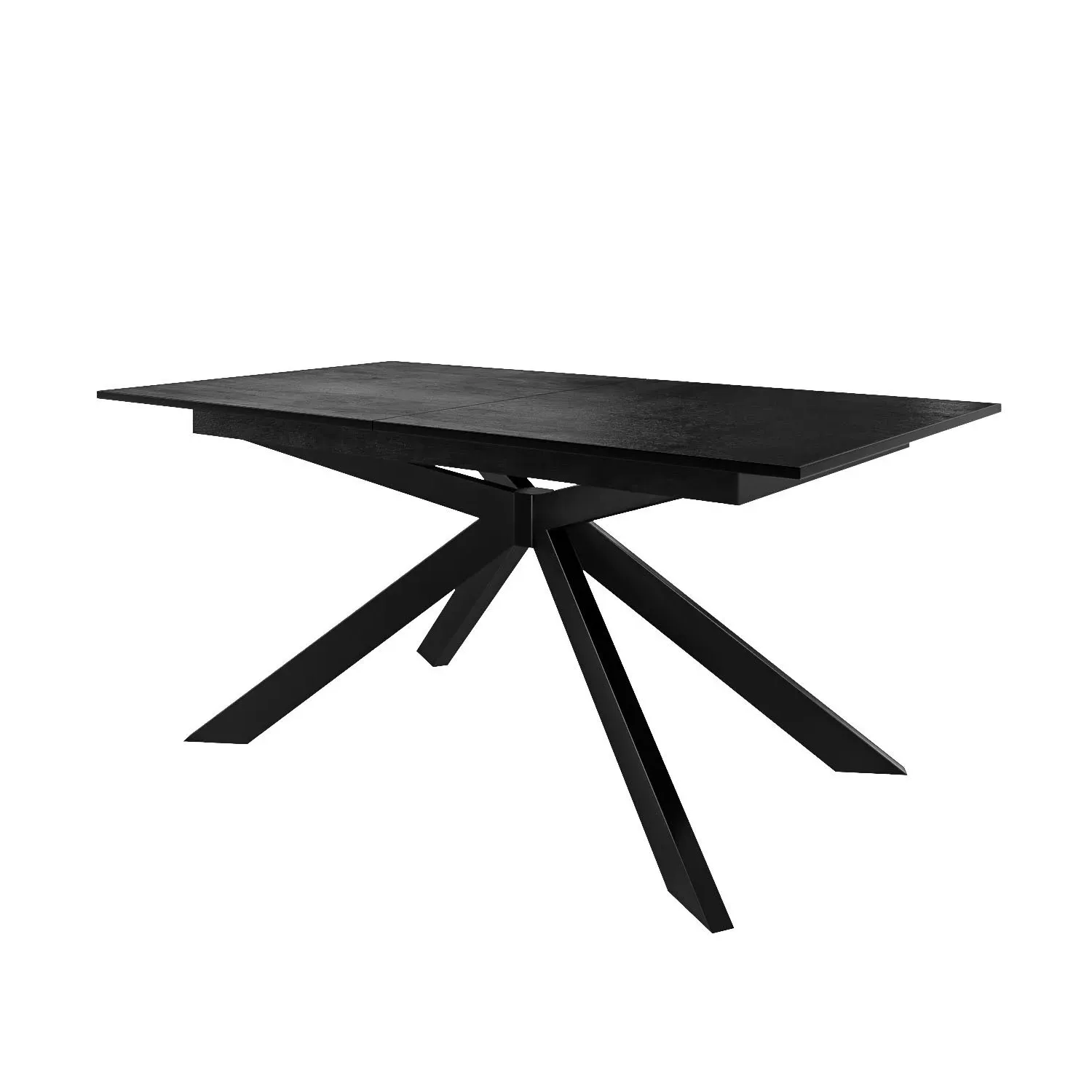 Extendable Dining Set with 6 Swivel Chairs - Black