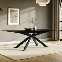Large Extendable Dining Table - Black, Oak Veneer