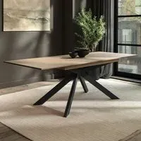 Large Extendable Dining Table - Brown, Oak Veneer