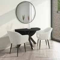 Round Drop Leaf Dining Set - Black Oak, Boucle