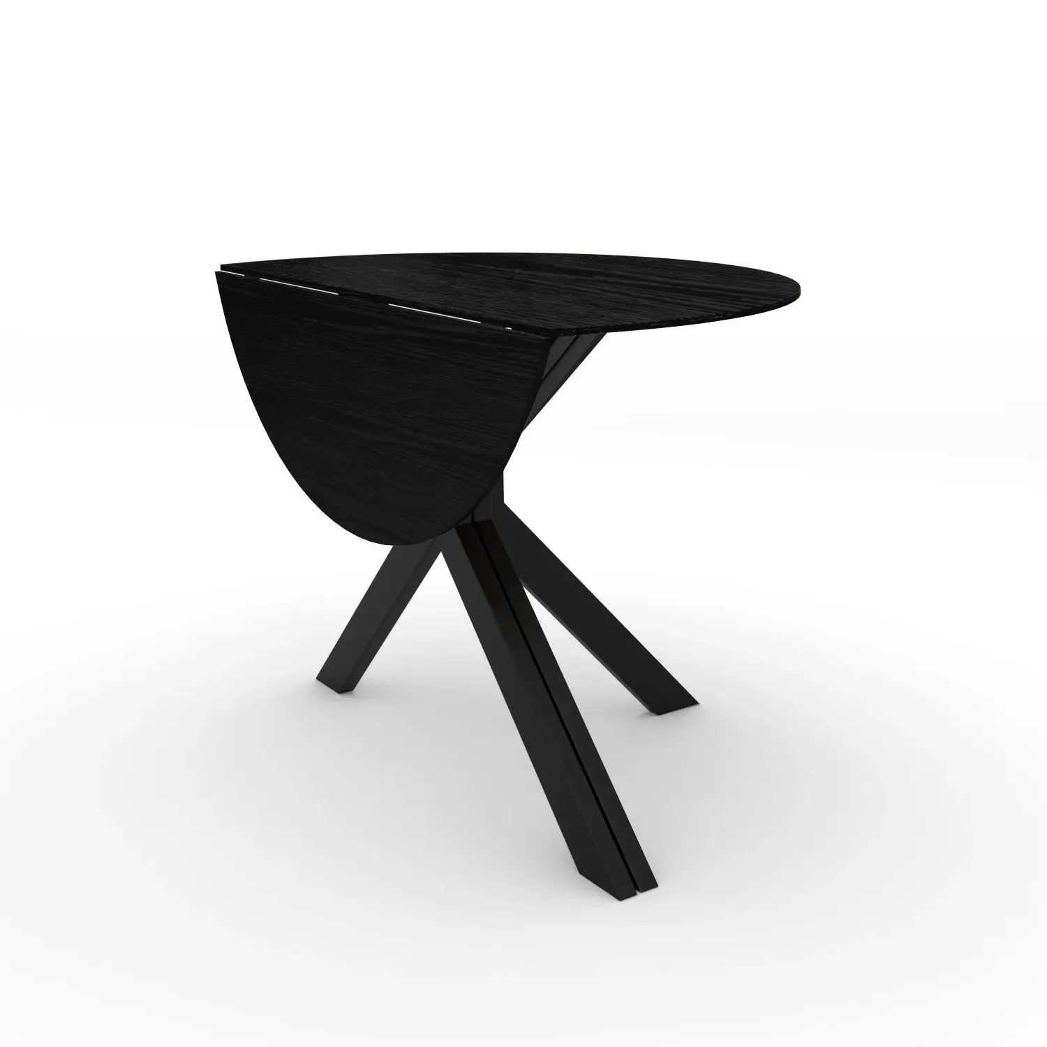 Round Drop Leaf Dining Table - Black, Oak Veneer