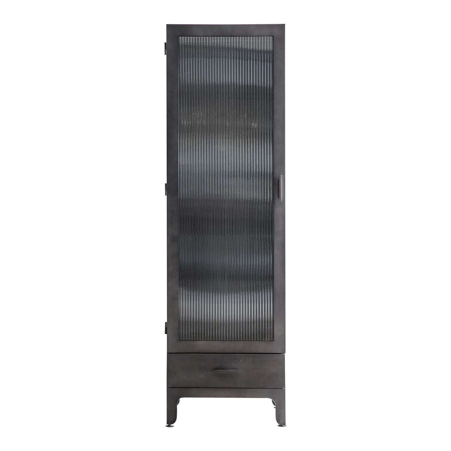 1-Door 1-Drawer Display Unit - Black, Glass