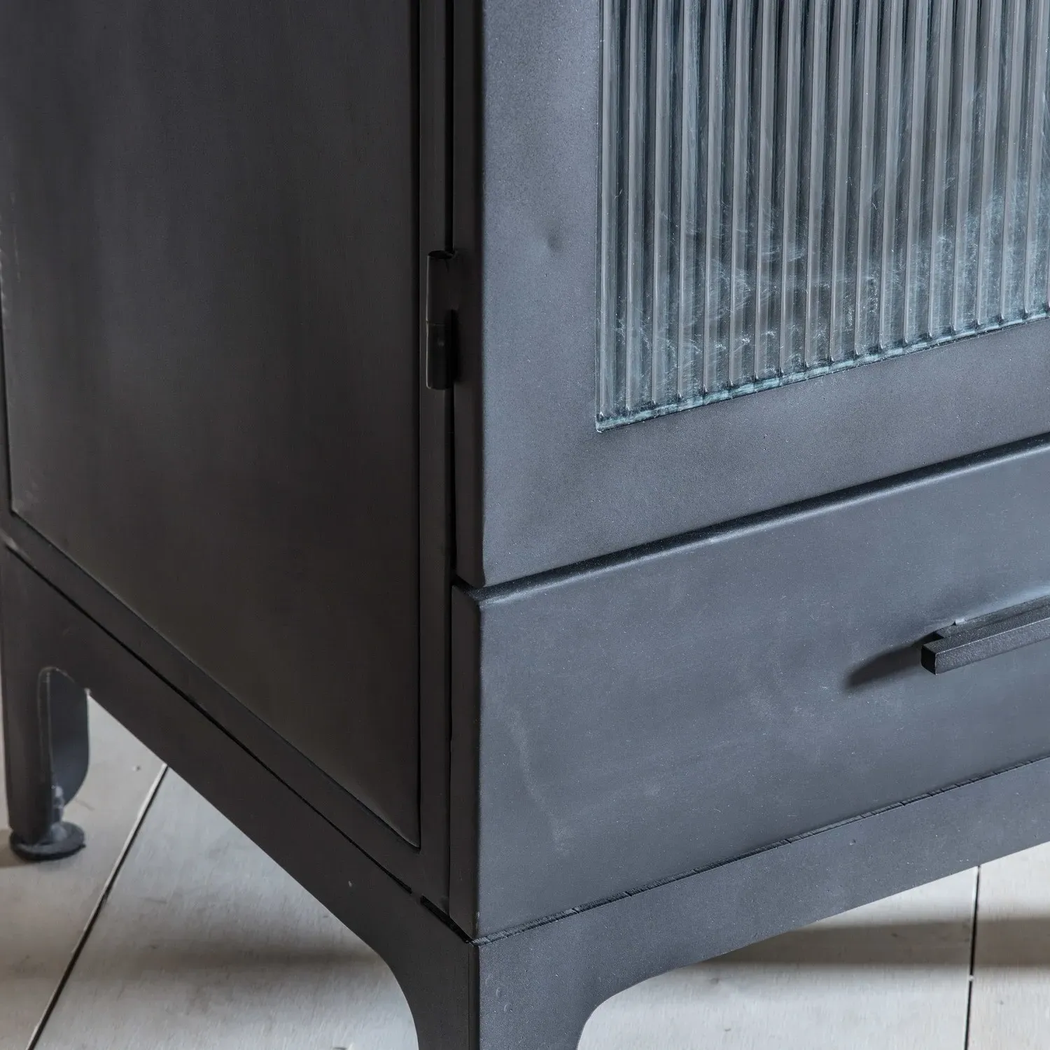 1-Door 1-Drawer Display Unit - Black, Glass