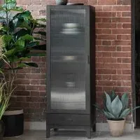 1-Door 1-Drawer Display Unit - Black, Glass