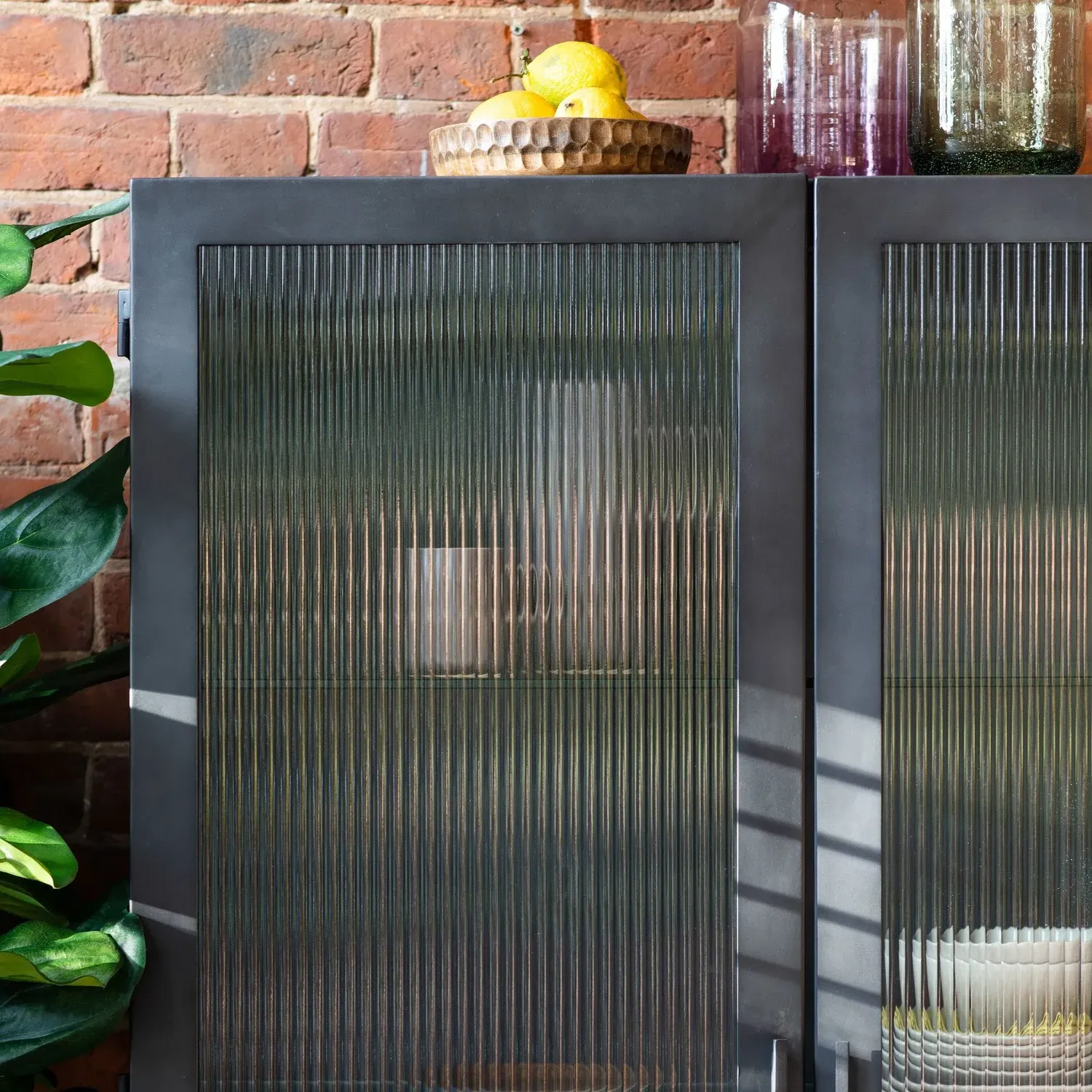 2-Door 2-Drawer Display Unit - Grey, Glass