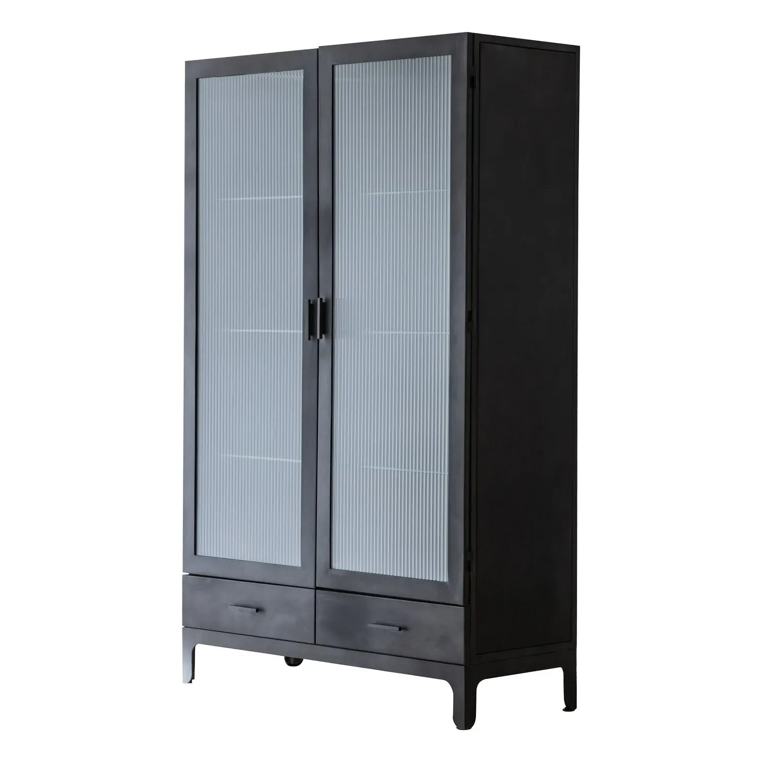 2-Door 2-Drawer Display Unit - Grey, Glass