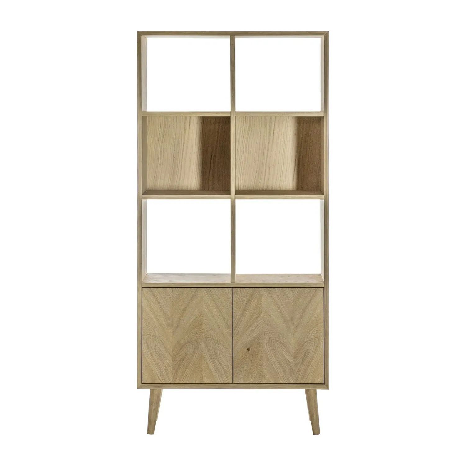 2-Door Display Unit with Open Shelves - Brown