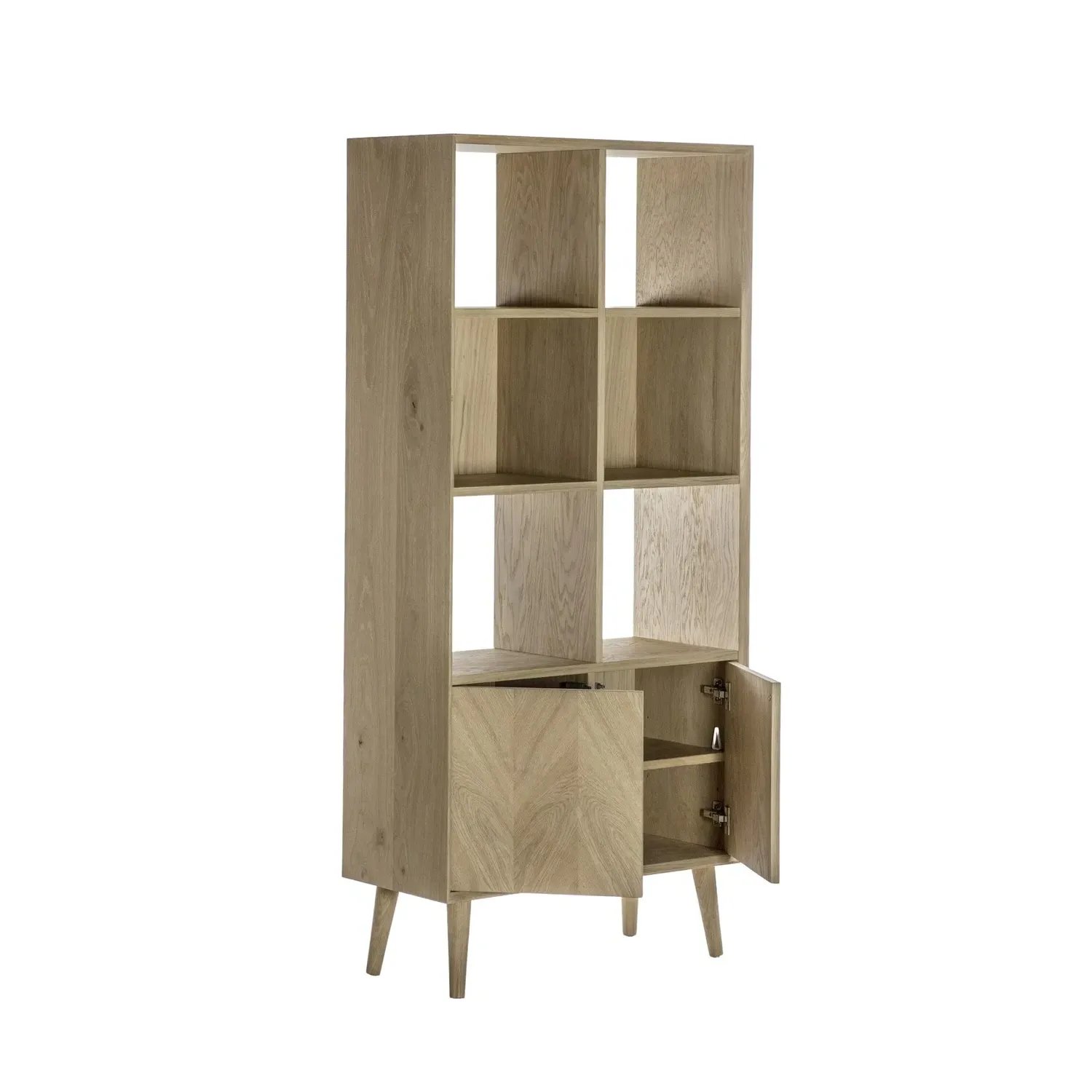 2-Door Display Unit with Open Shelves - Brown