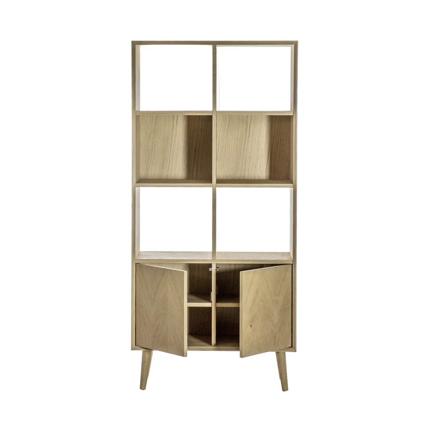 2-Door Display Unit with Open Shelves - Brown