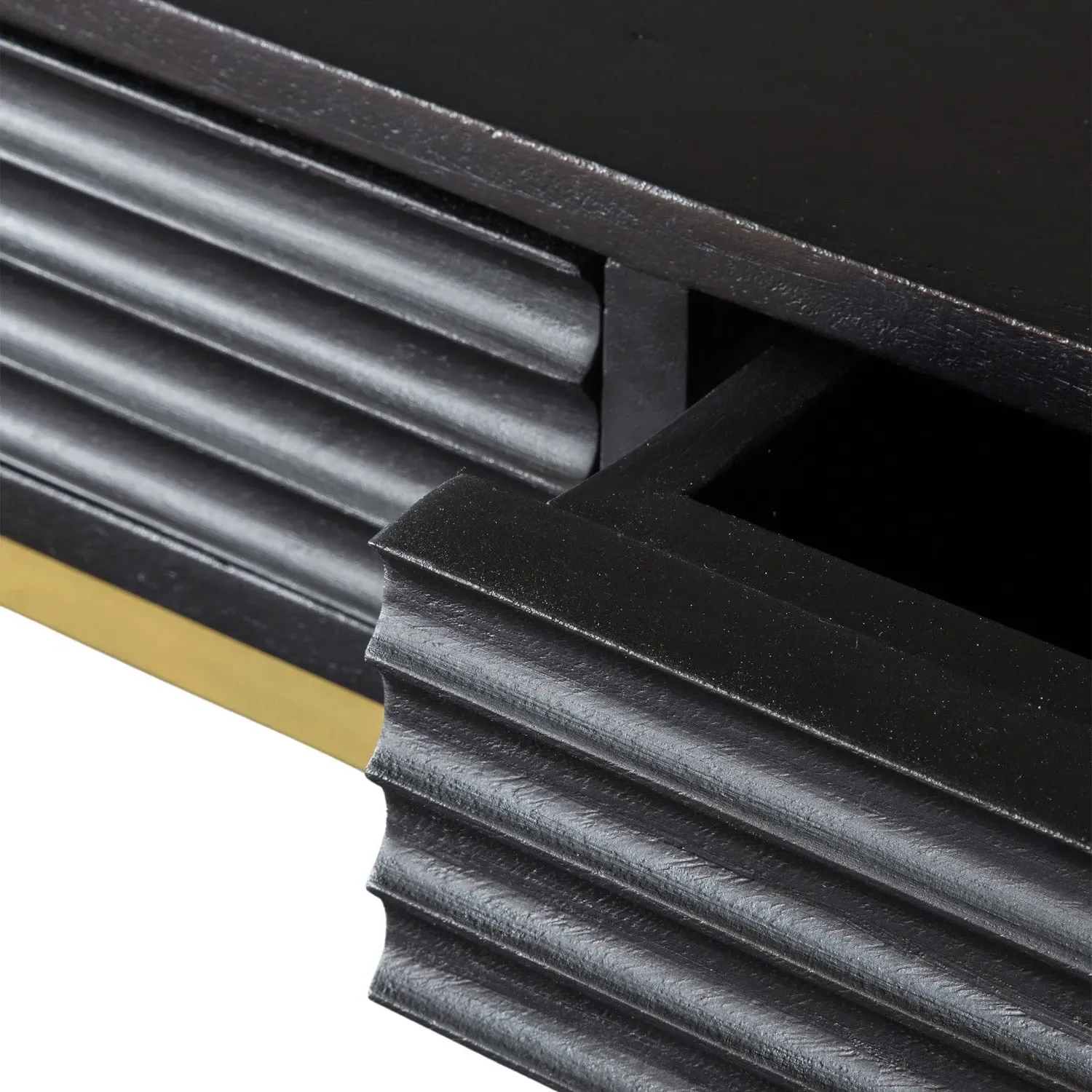 2 Drawer Console Table with Ripple Detail - Black