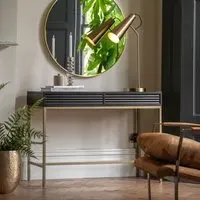 2 Drawer Console Table with Ripple Detail - Black