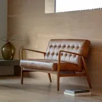 2-Seater Sofa with Button Detail - Brown, Leather