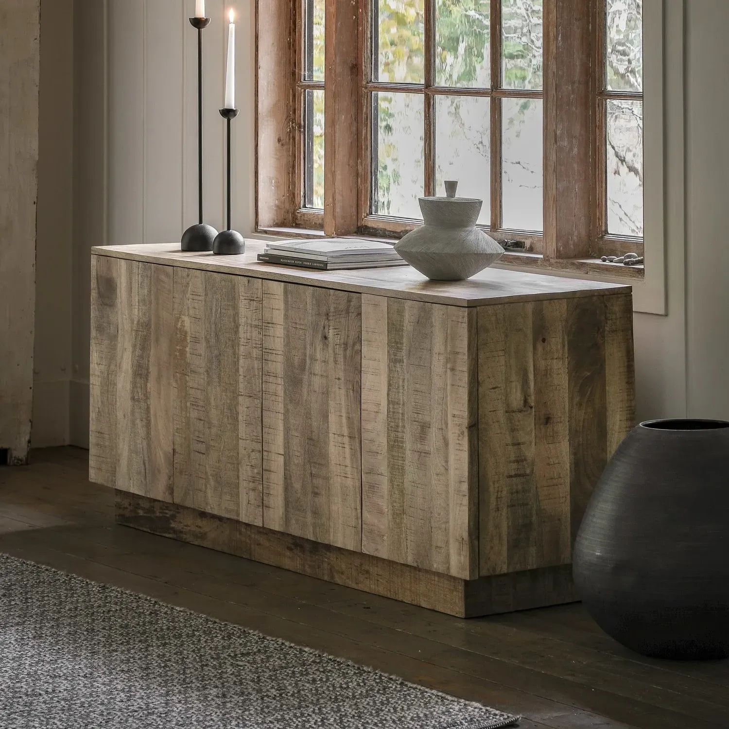 4-Door Sideboard with Storage - Brown, Mango Wood image