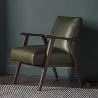 Accent Chair with Curved Design - Green, Leather