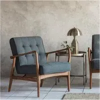 Accent Chair with Wood Frame - Grey, Fabric