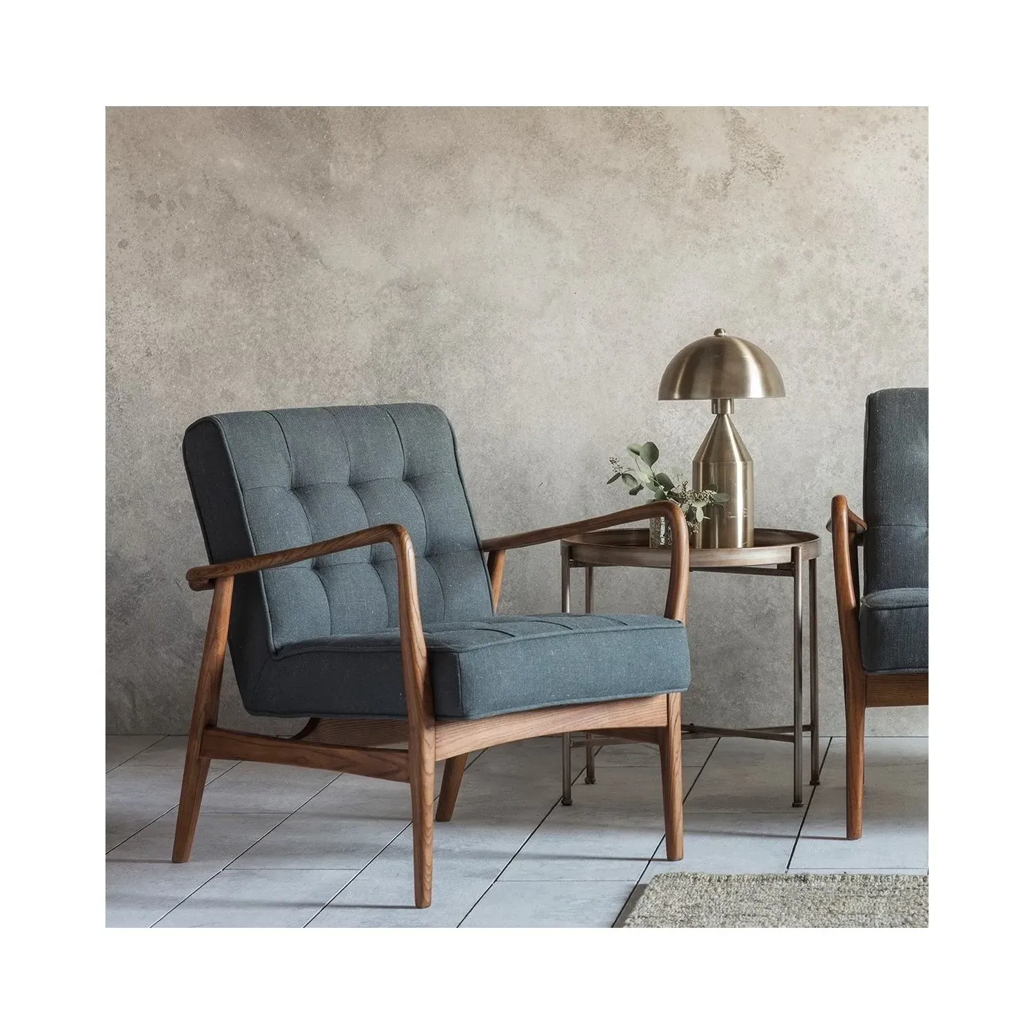 Accent Chair with Wood Frame - Grey, Fabric image