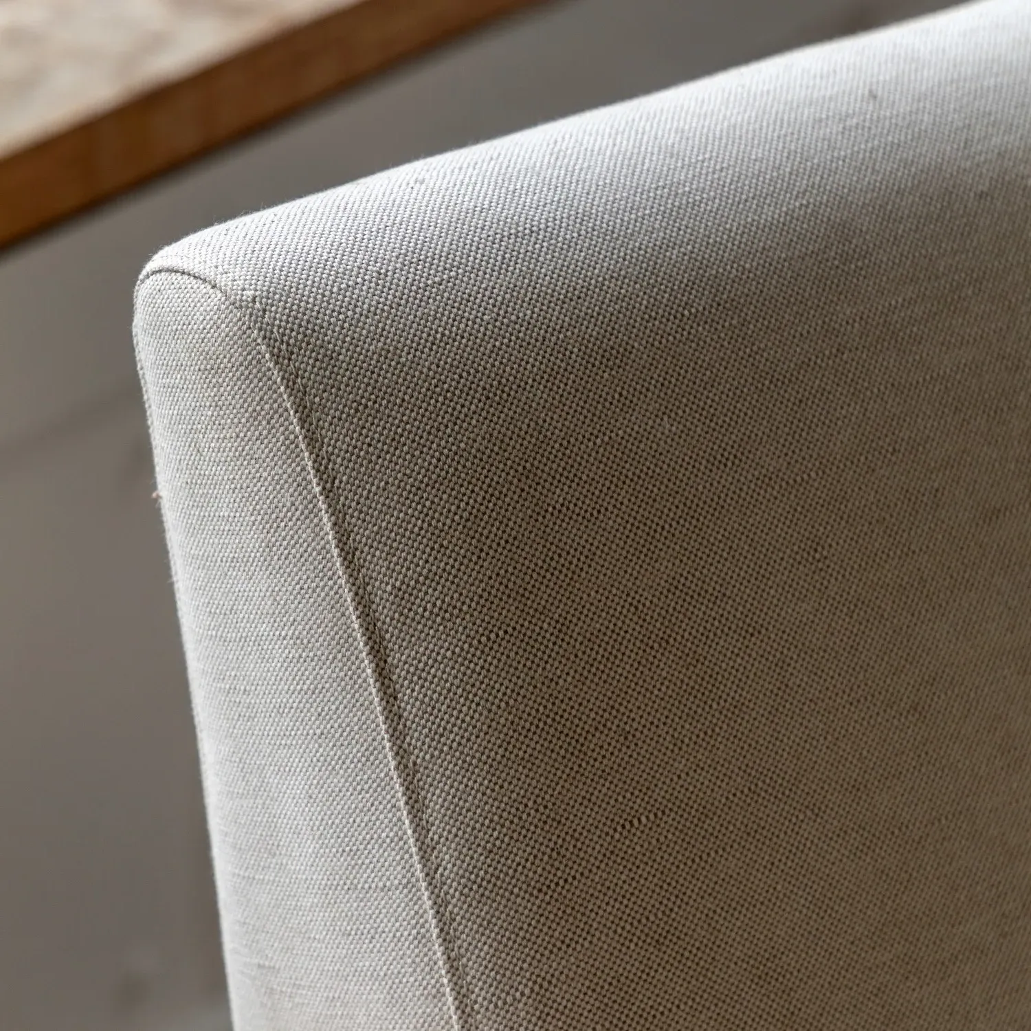 Armchair with Wooden Arms - Beige, Linen