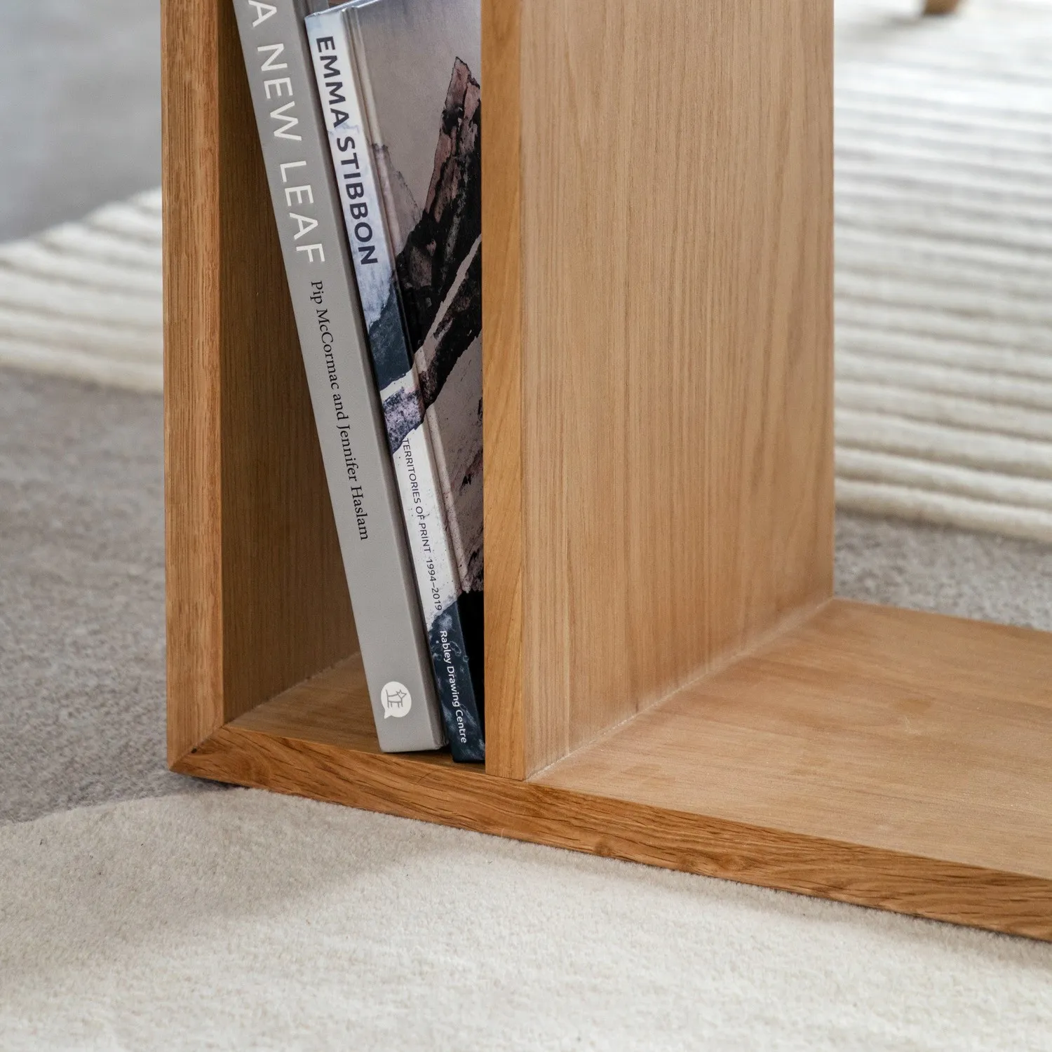 Chevron Side Table with Storage - Cream, Oak