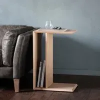 Chevron Side Table with Storage - Cream, Oak