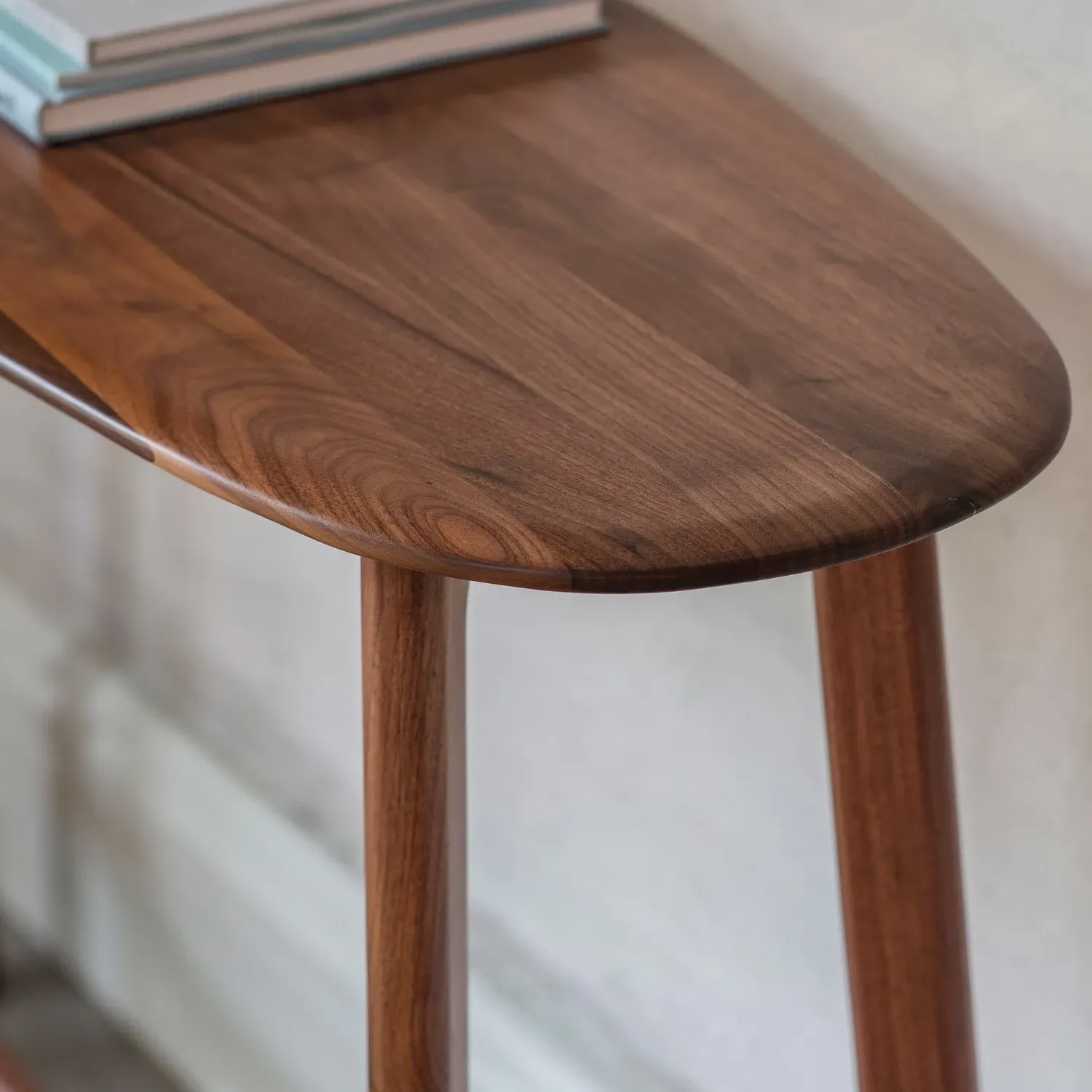 Console Table with Boat-Shaped Top - Brown, Walnut