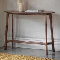 Console Table with Boat-Shaped Top - Brown, Walnut