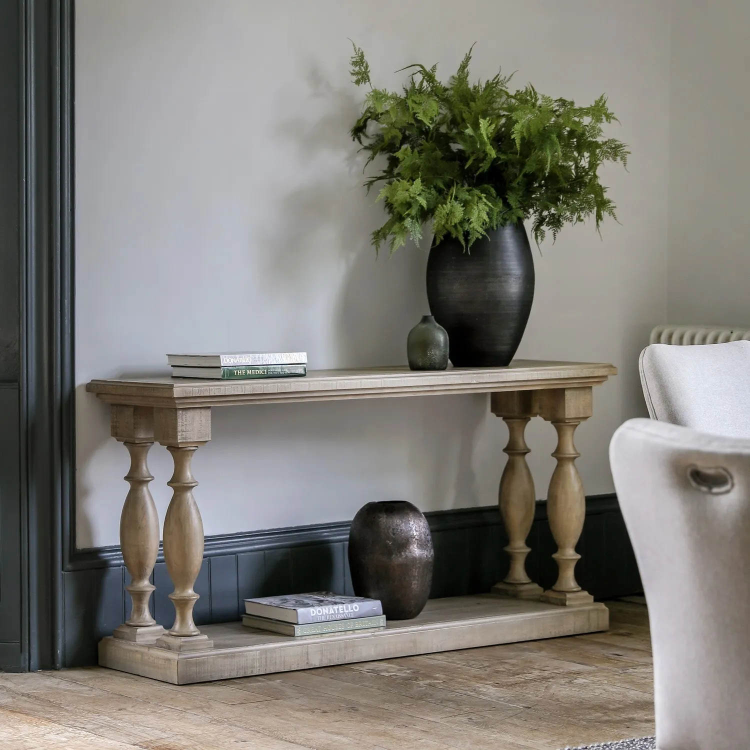 Console Table with Cross-Sawn Design - Brown, Pine image