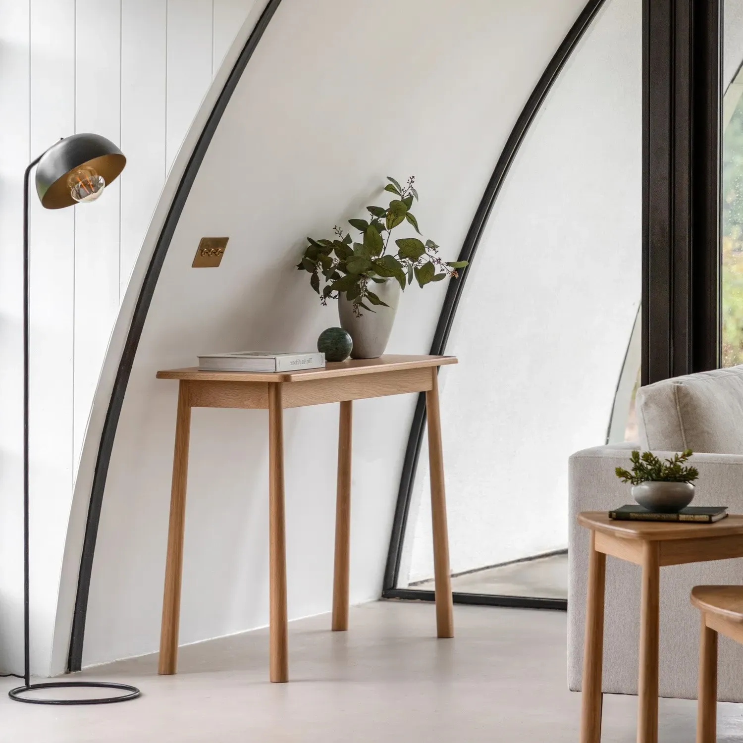Console Table with Tapered Legs - Brown, Oak image