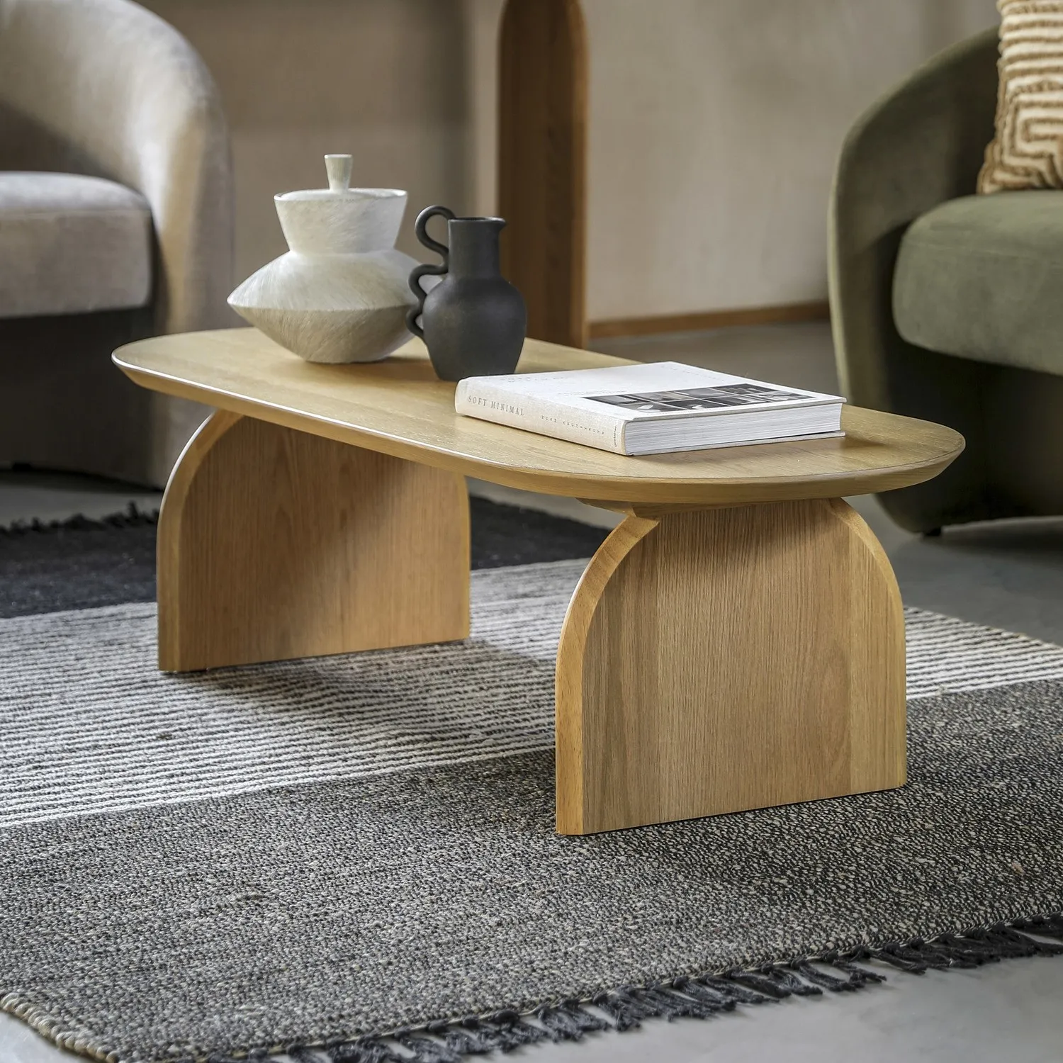 Curved Coffee Table - Brown, Oak