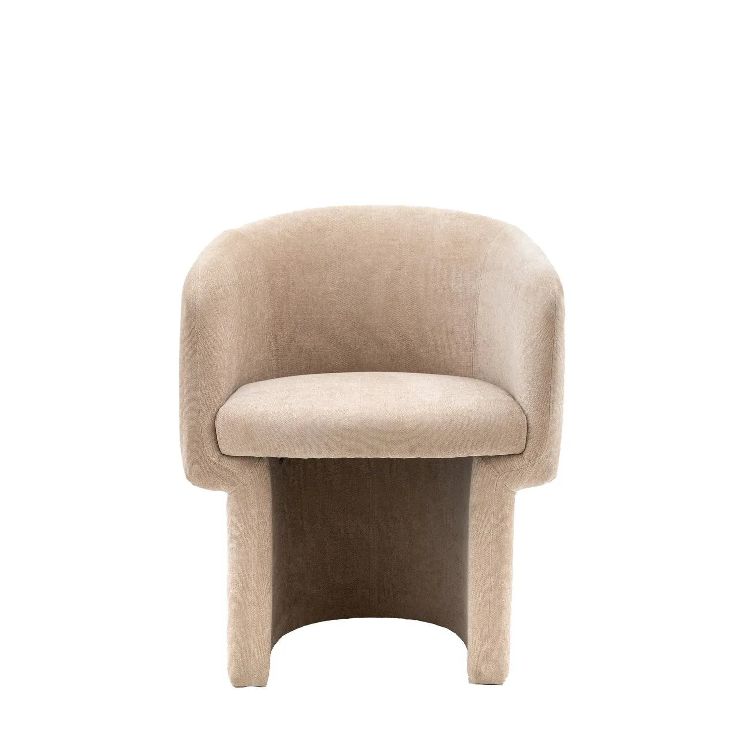 Curved Dining Chair - Beige, Fabric