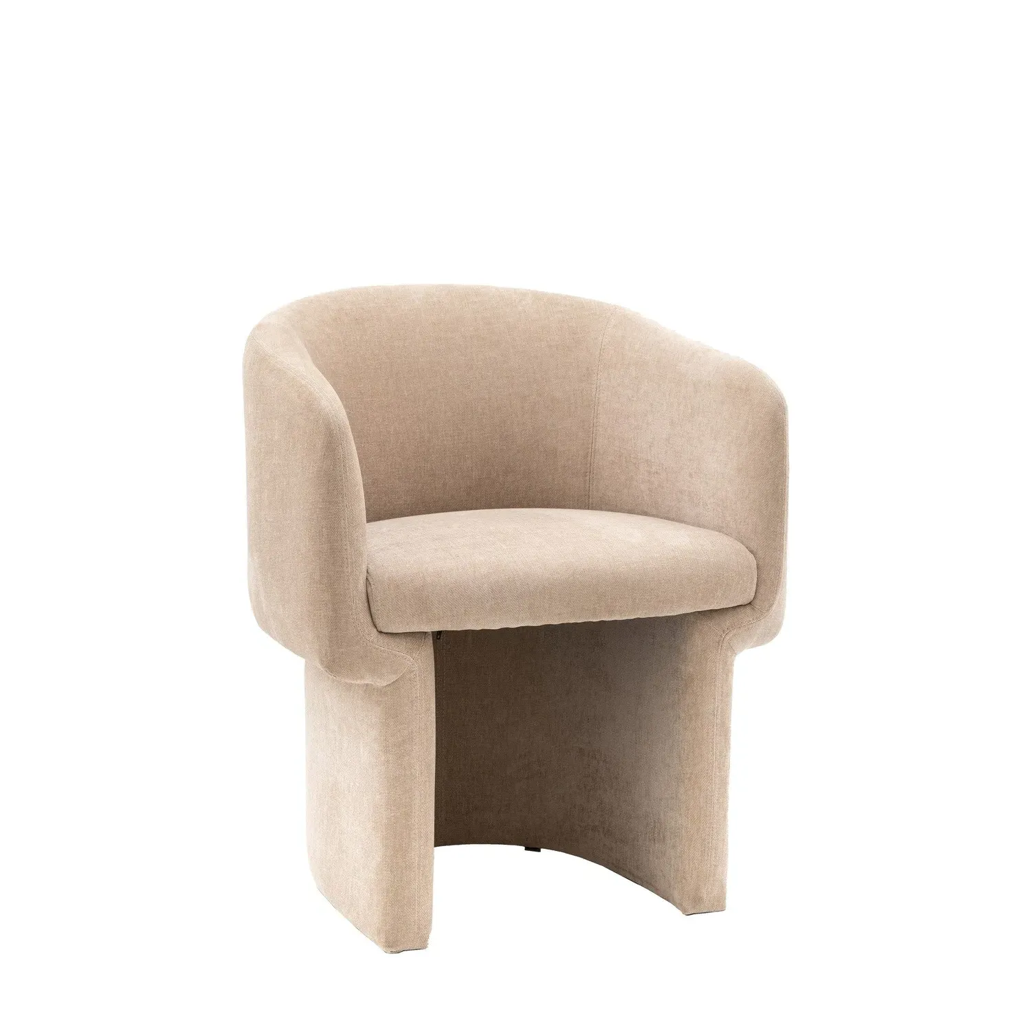 Curved Dining Chair - Beige, Fabric