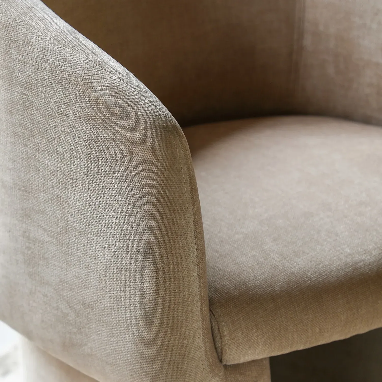 Curved Dining Chair - Beige, Fabric