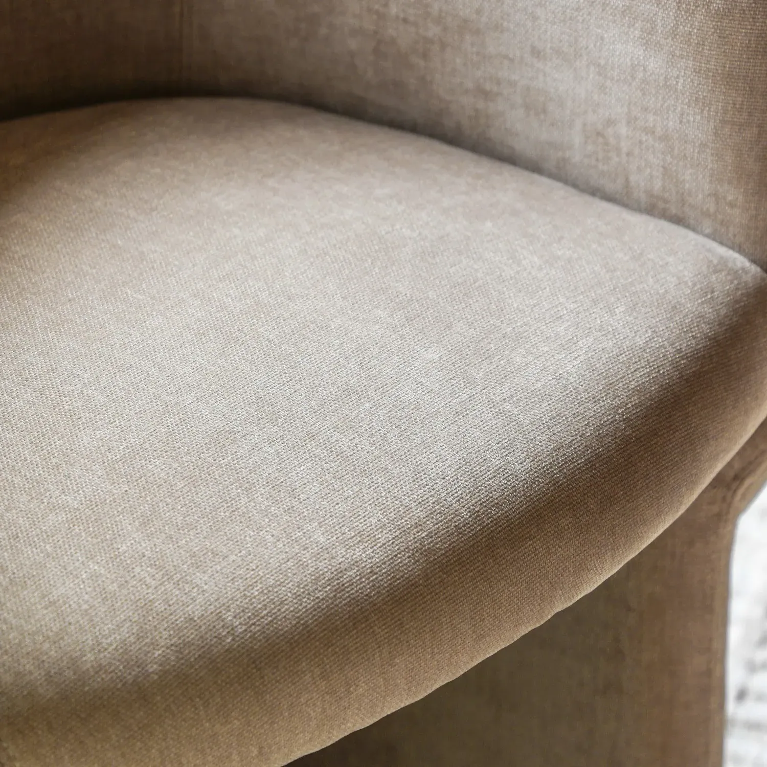 Curved Dining Chair - Beige, Fabric
