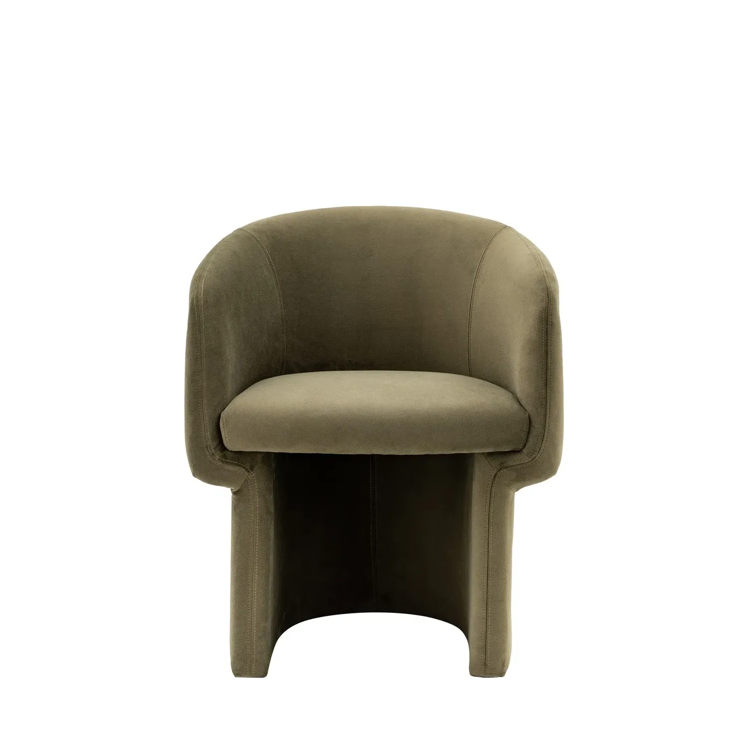 Curved Dining Chair - Green, Fabric